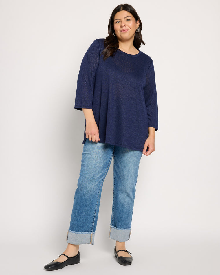 Navy $|& Bobeau Caty Side Slit Top - UGC On Fig