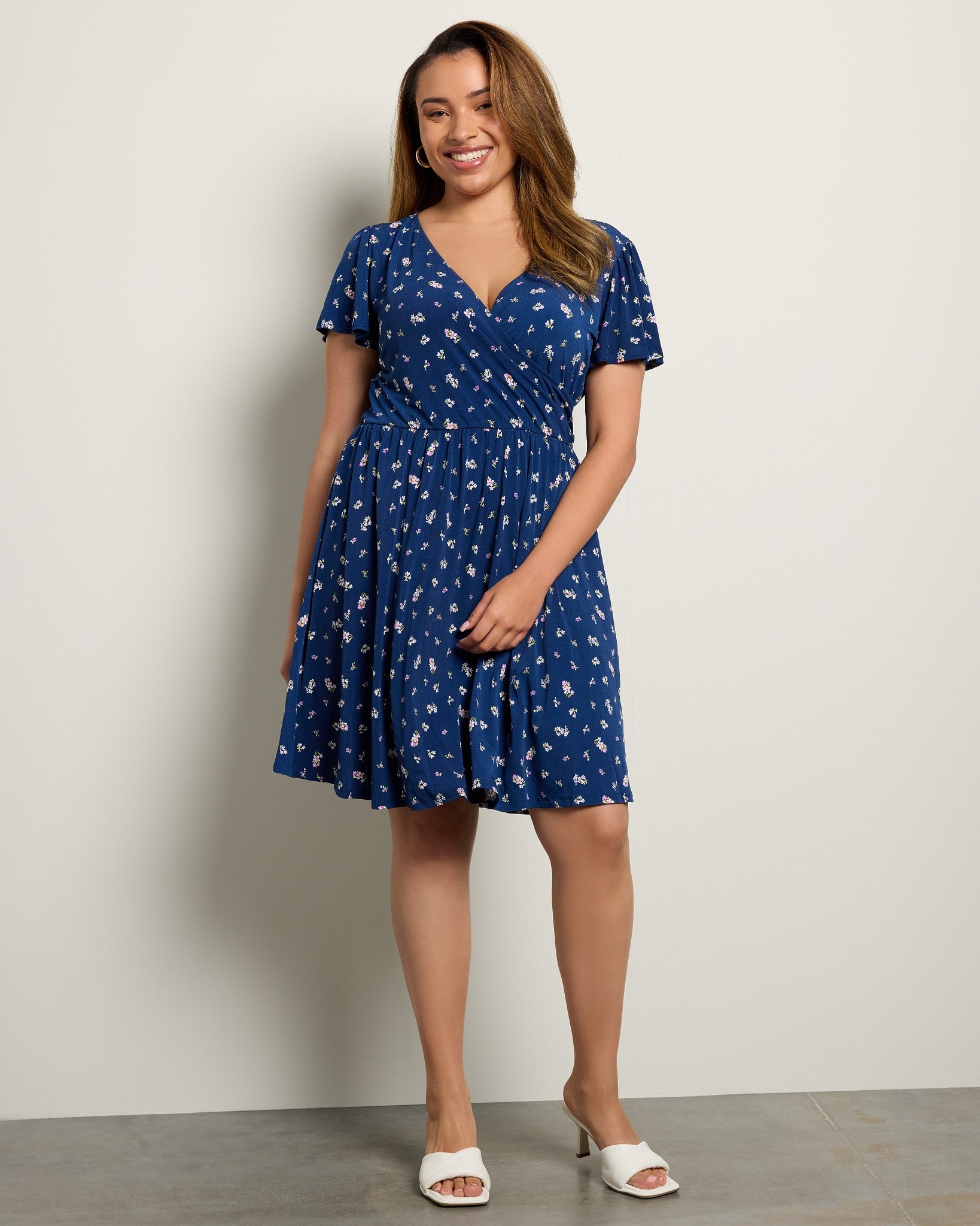 Plus Size Floral Faux Wrap Mini Dress - Fit & Flare Style – Wantable