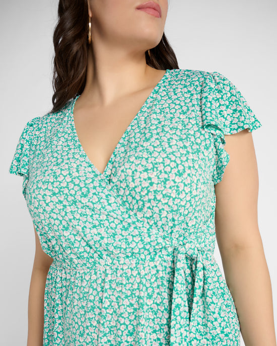 Jade Floral $|& Gilli Ruffle Sleeve Surplice Mini Dress - SOF Detail