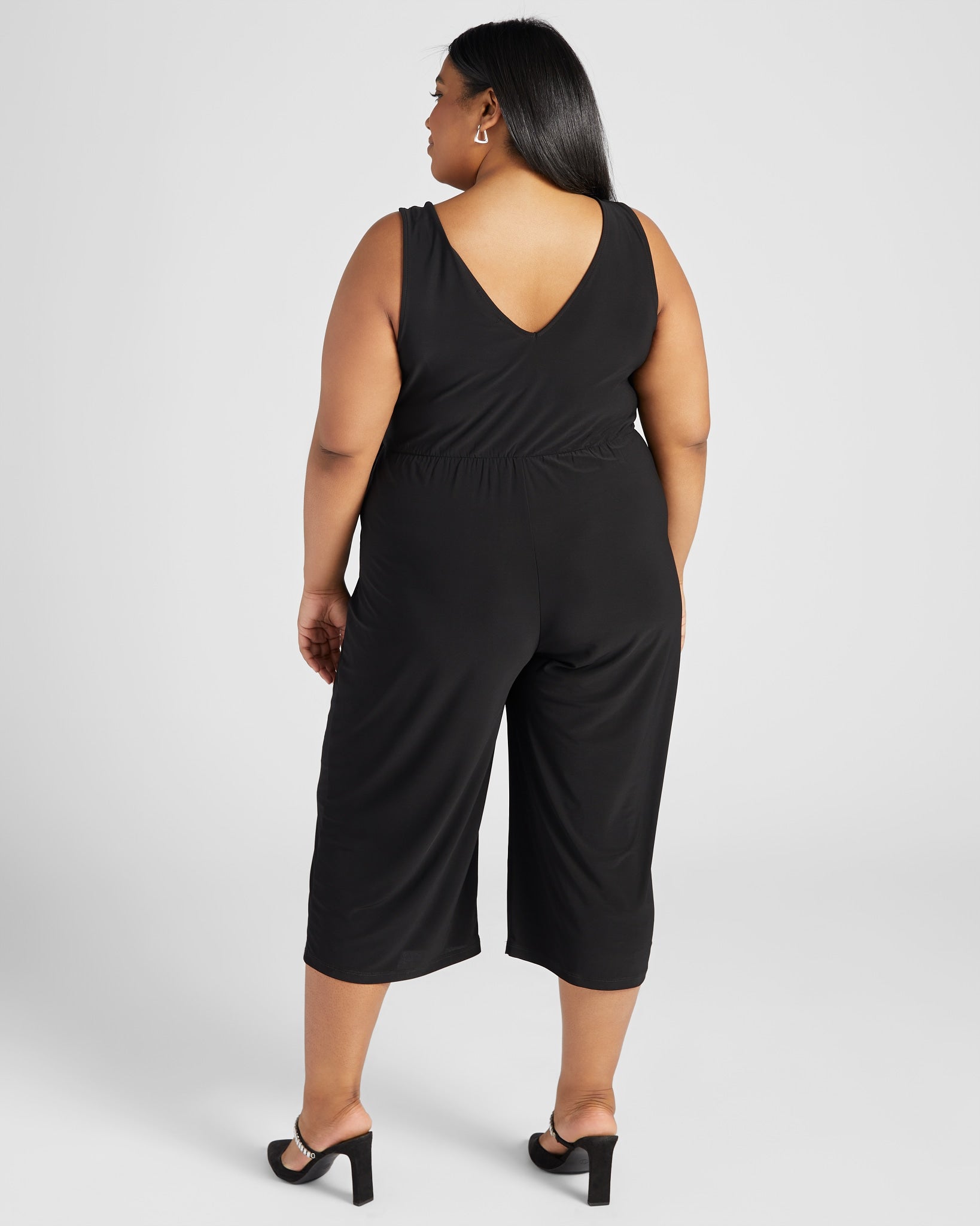 Black $|& Gilli Sleeveless Faux Wrap Cropped Jumpsuit - SOF Back