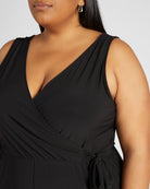 Black $|& Gilli Sleeveless Faux Wrap Cropped Jumpsuit - SOF Detail