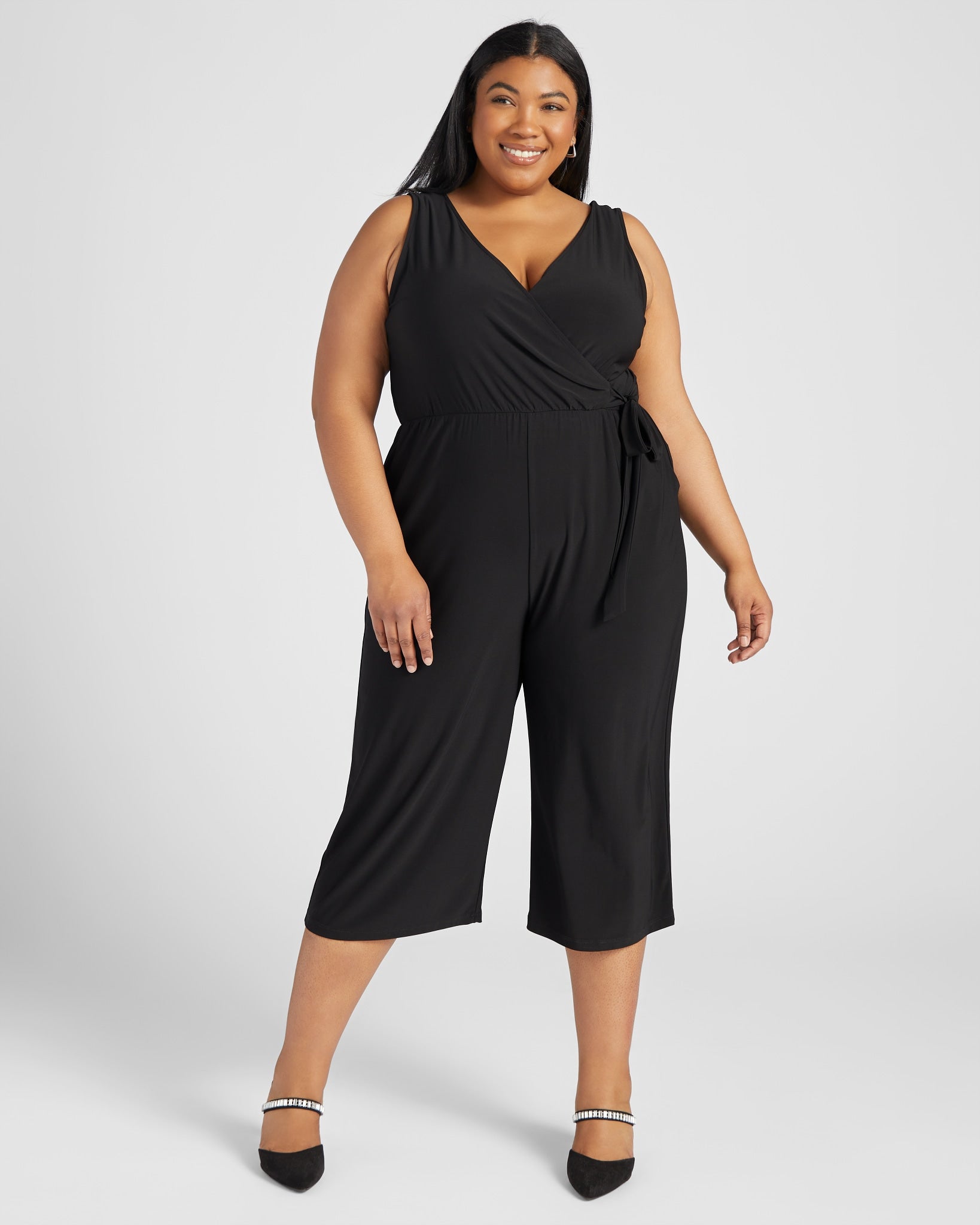 Gilli Plus Size Tropical Faux Wrap Cropped Jumpsuit – Wantable
