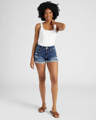 Dark Wash $|& Lovervet Double Button Cuffed Short - SOF Full Front