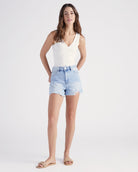 Light Wash $|& Vervet High Rise Mom Shorts - SOF Full Front