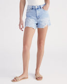 Light Wash $|& Vervet High Rise Mom Shorts - SOF Front