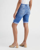 Medium Wash $|& Vervet Mid Rise Distressed Bermuda Short - SOF Back