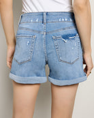 Medium Wash $|& Vervet Double Button Cuffed Shorts - SOF Back