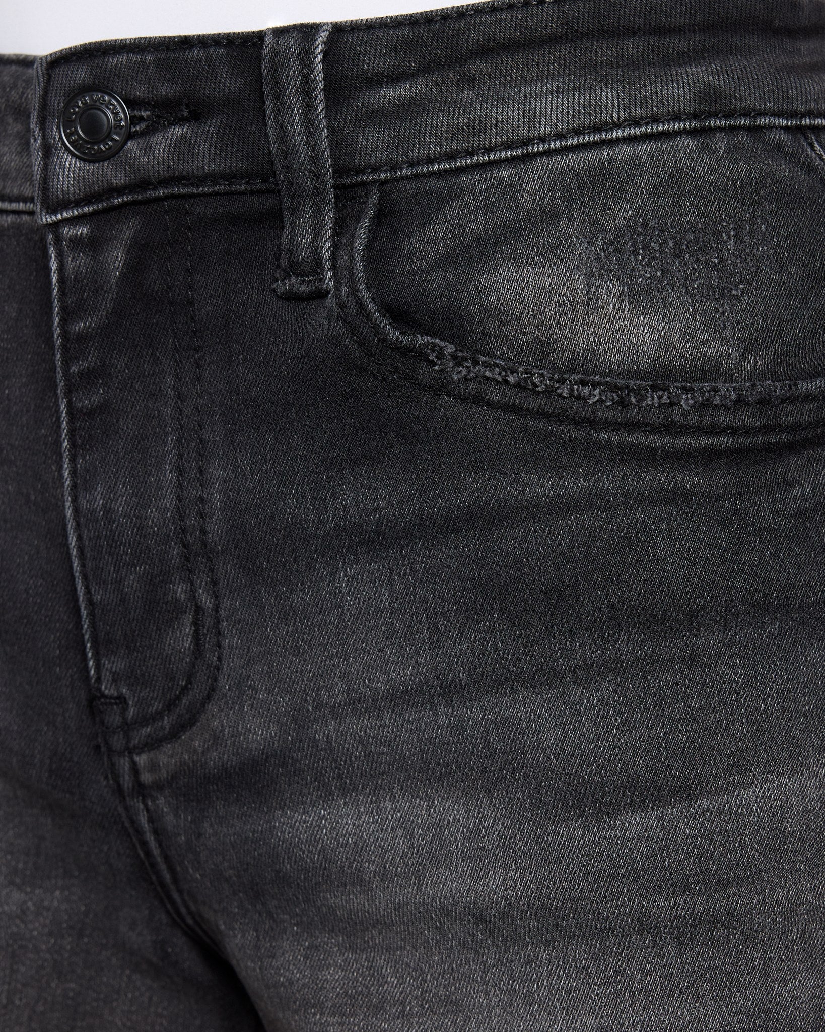 Grey $|& Lovervet Mid Rise Frayed Hem Short - SOF Full Front