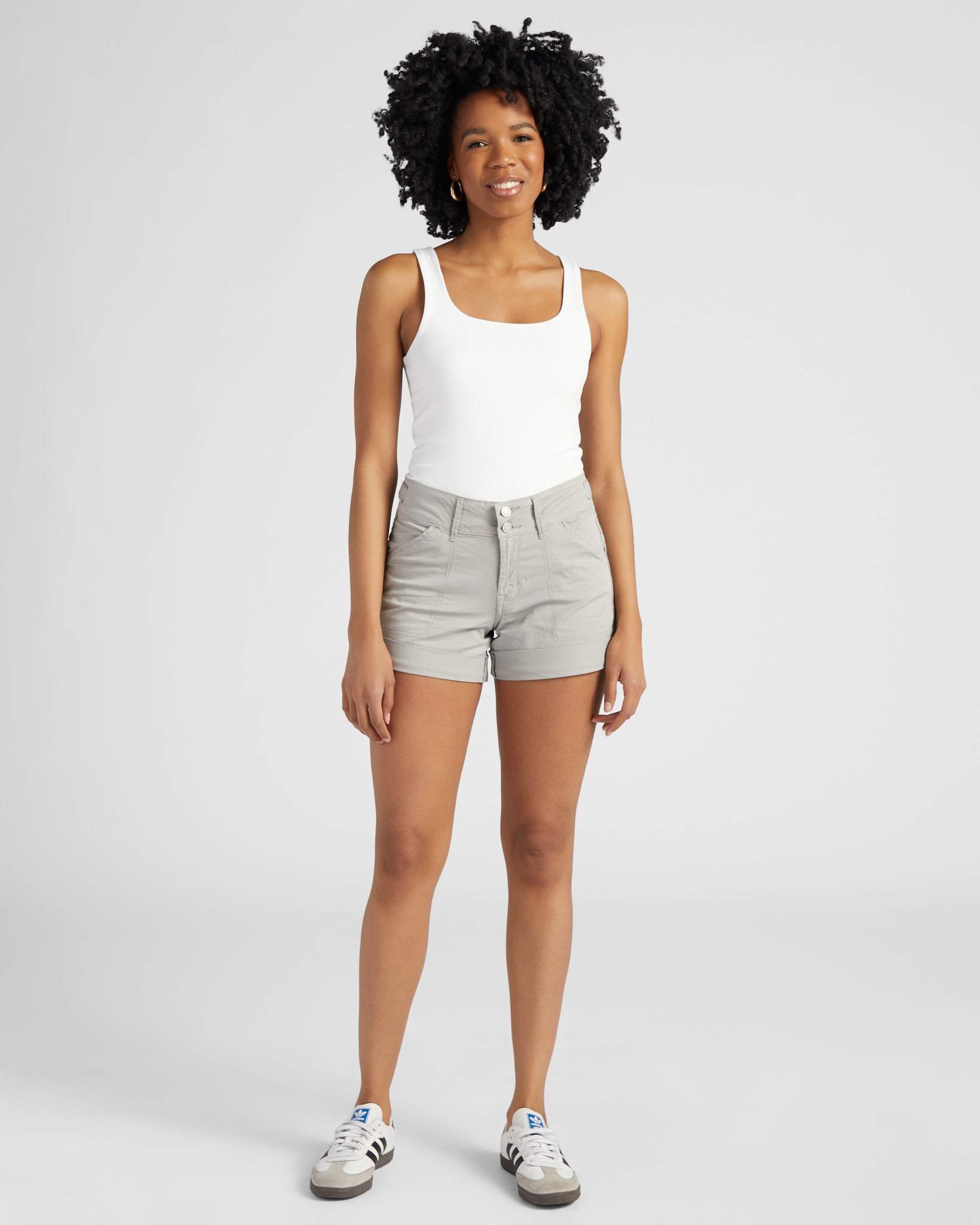 Sharkskin $|& Kensie Mid Rise Double Roll Twill Short - SOF Full Front