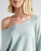 Grey Mist $|& Herizon Off the Shoulder Fleece Sweatshirt - SOF Detail