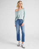 Grey Mist $|& Herizon Off the Shoulder Fleece Sweatshirt - SOF Full Front