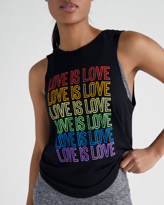 Black $|& Interval Graphic Muscle Tank- Love is Love - SOF Detail