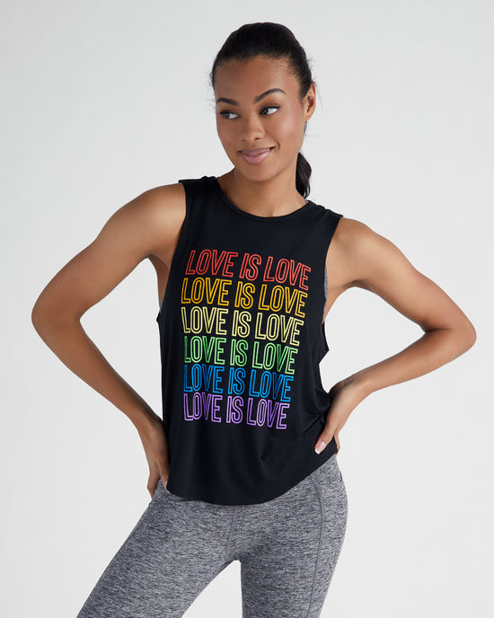 Black $|& Interval Graphic Muscle Tank- Love is Love - SOF Front