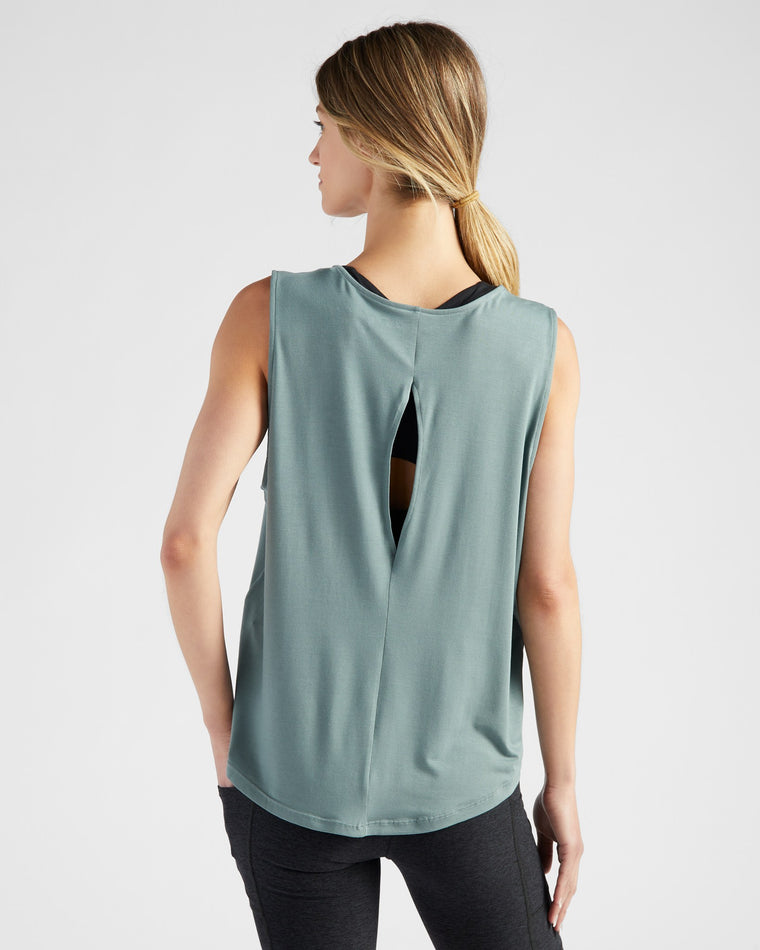 Slate Blue $|& Interval Keyhole Back Tank - SOF Back