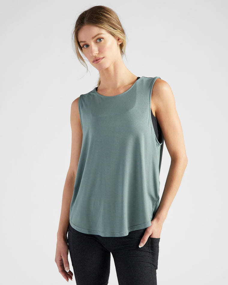 Slate Blue $|& Interval Keyhole Back Tank - SOF Front