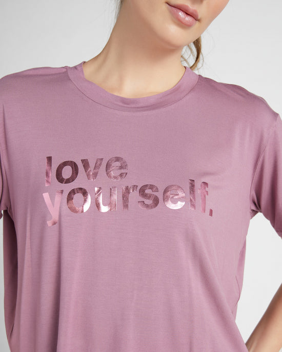 Washed Rose $|& Interval Metallic Graphic Tee- Love Yourself - SOF Detail