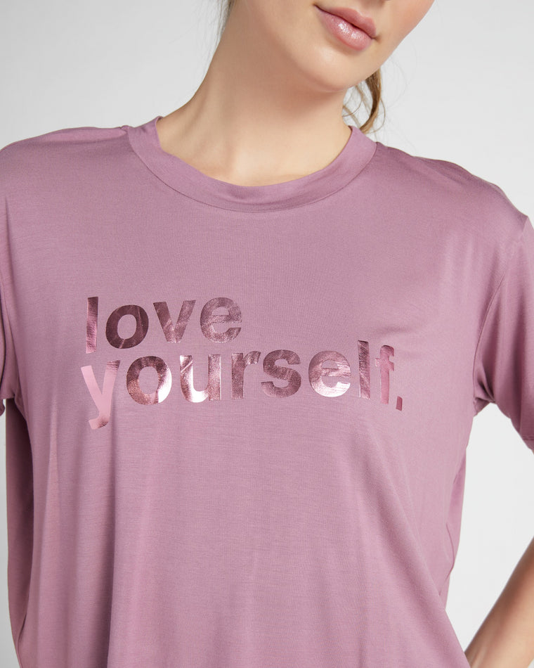 Washed Rose $|& Interval Metallic Graphic Tee- Love Yourself - SOF Detail