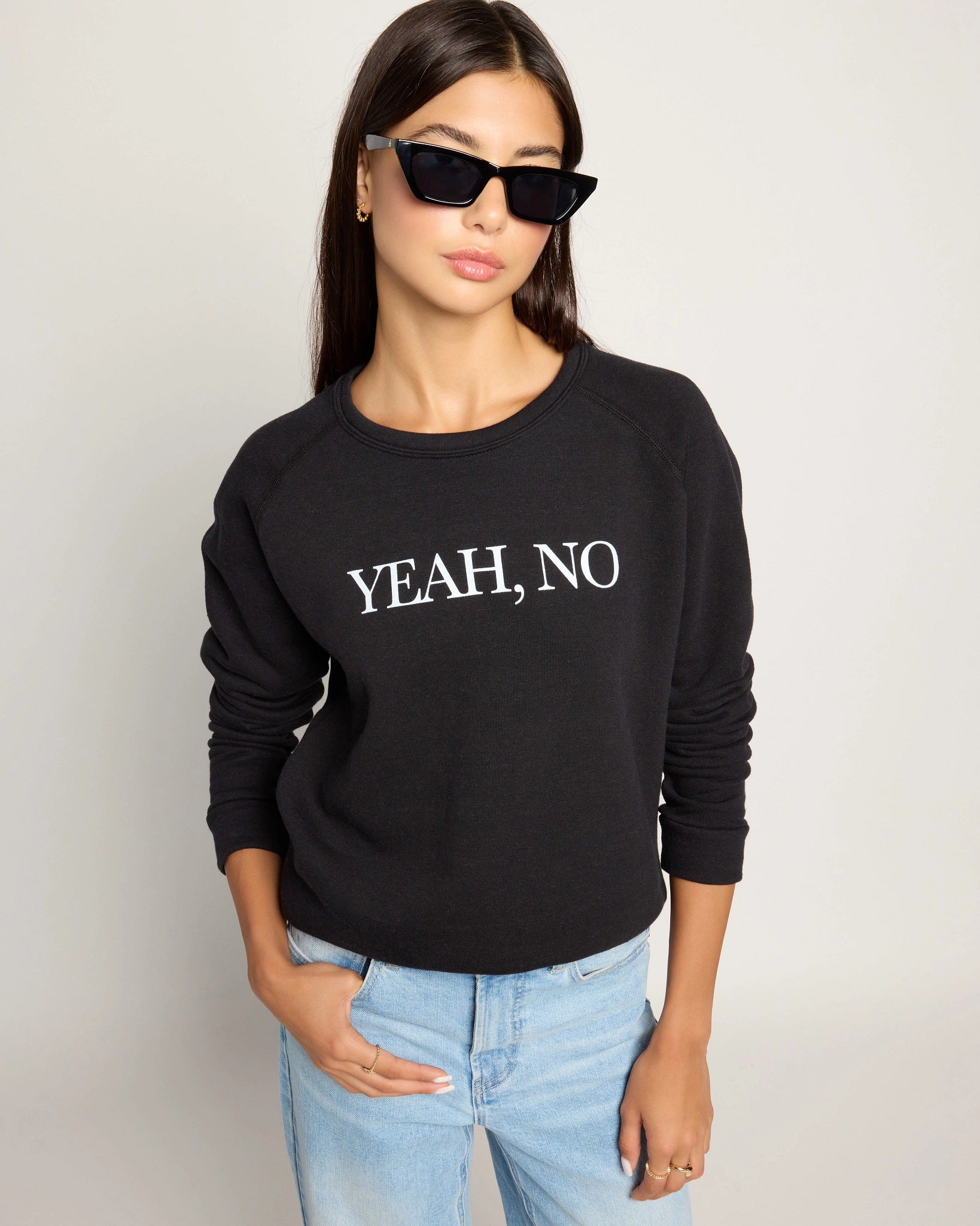Black $|& SEAS Yeah No Graphic Pullover - SOF Front