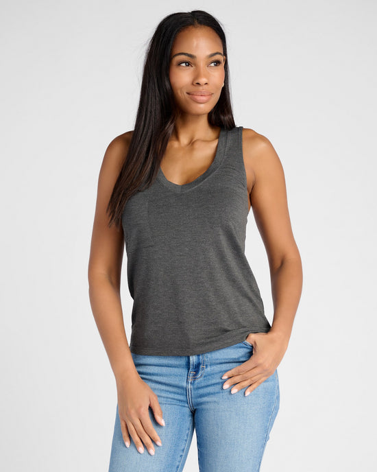 Heather Charcoal $|& 78&SUNNY Del Mar Slinky Tank - SOF Front