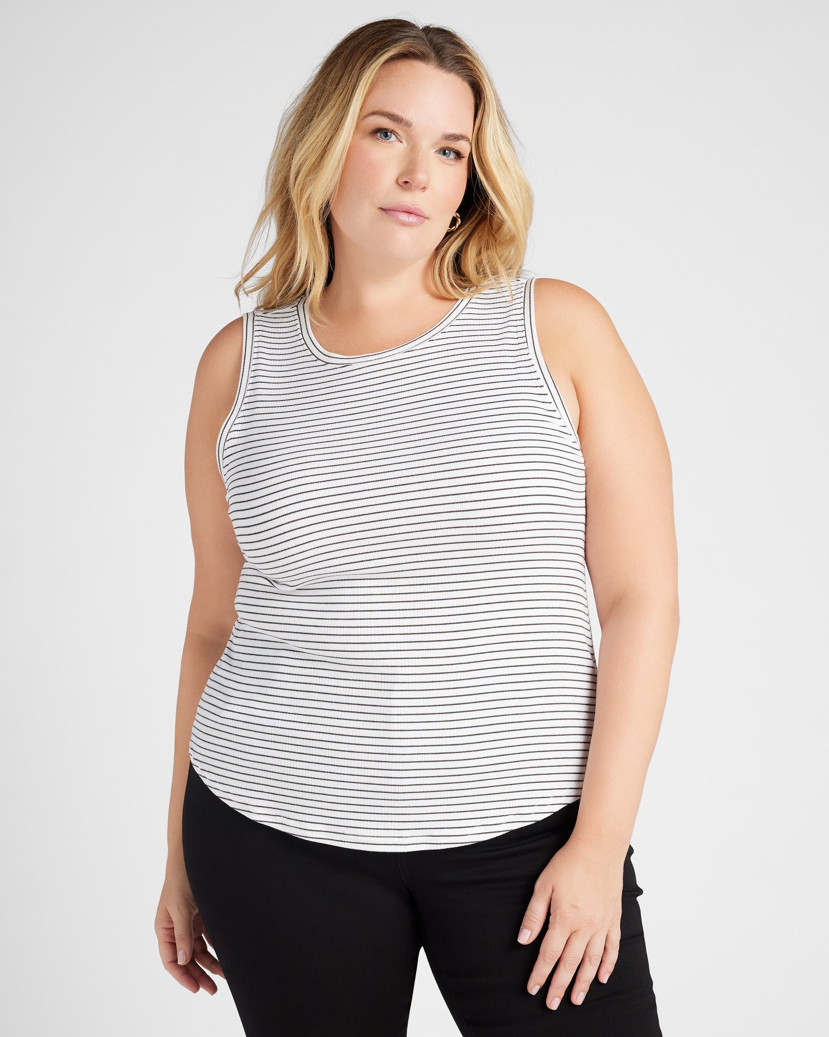 White Black Stripe $|& Thread & Supply Euclid Stripe Tank - SOF Front