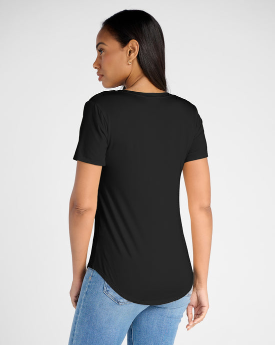 Black $|& 78&SUNNY Sonoma V-Neck Slinky Tee - SOF Back