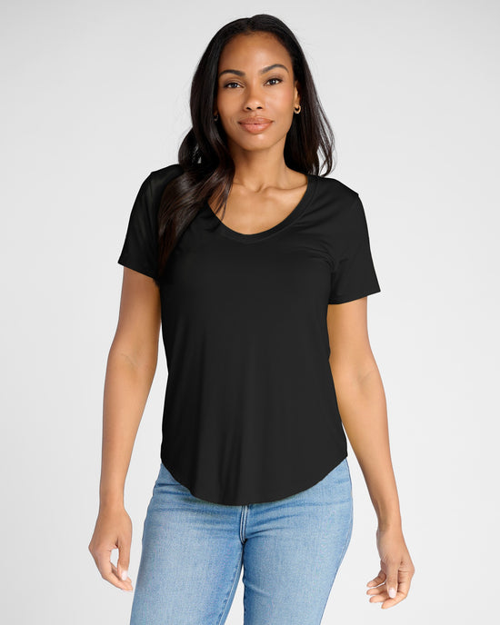 Black $|& 78&SUNNY Sonoma V-Neck Slinky Tee - SOF Front