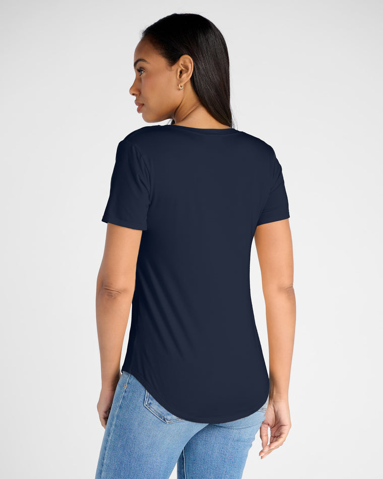 Navy $|& 78&SUNNY Sonoma V-Neck Slinky Tee - SOF Back