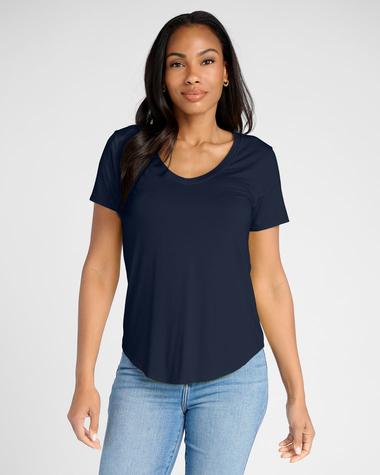 Navy $|& 78&SUNNY Sonoma V-Neck Slinky Tee - SOF Front