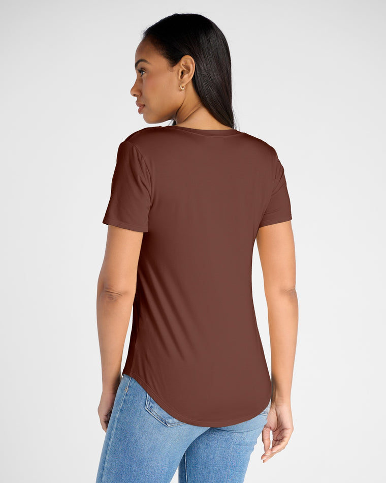 Chocolate $|& 78&SUNNY Sonoma V-Neck Slinky Tee - SOF Back