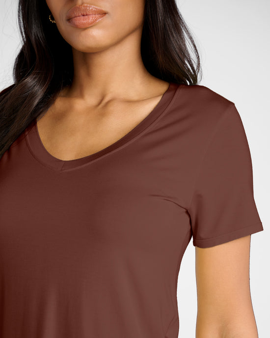 Chocolate $|& 78&SUNNY Sonoma V-Neck Slinky Tee - SOF Detail