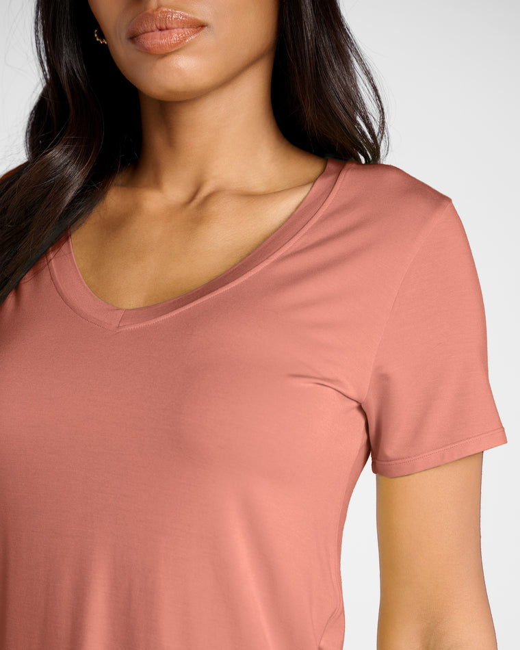 Peach Blossom $|& 78&SUNNY Sonoma V-Neck Slinky Tee - SOF Detail