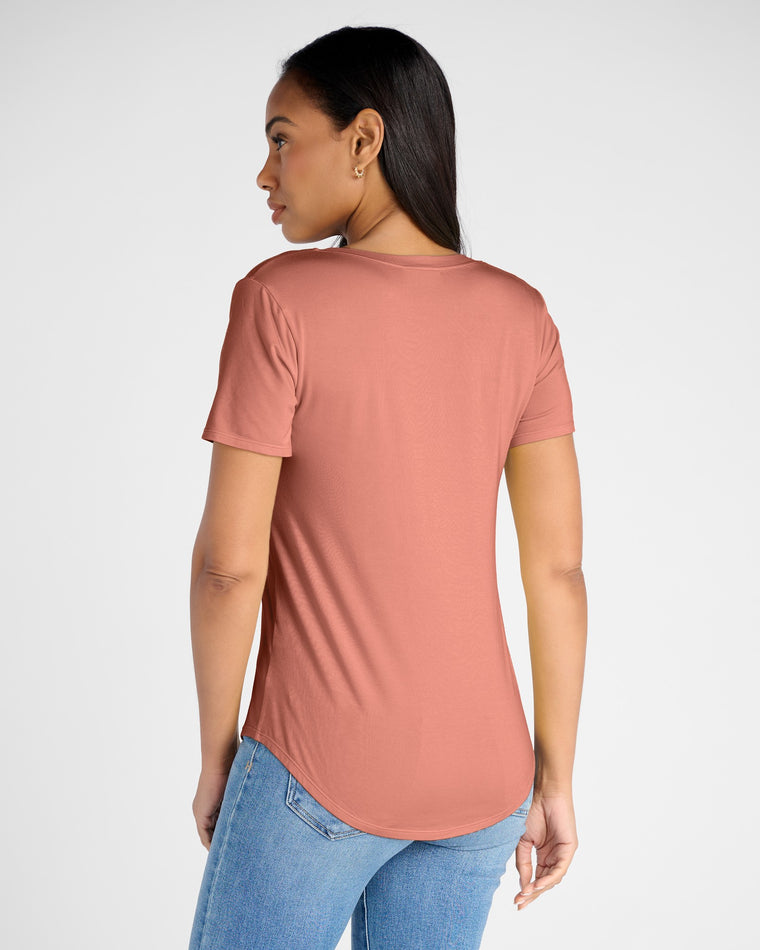 Peach Blossom $|& 78&SUNNY Sonoma V-Neck Slinky Tee - SOF Back