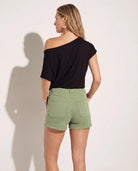 Black $|& SEAS Edgewater Off The Shoulder Tee - SOF Side