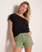 Black $|& SEAS Edgewater Off The Shoulder Tee - SOF Front
