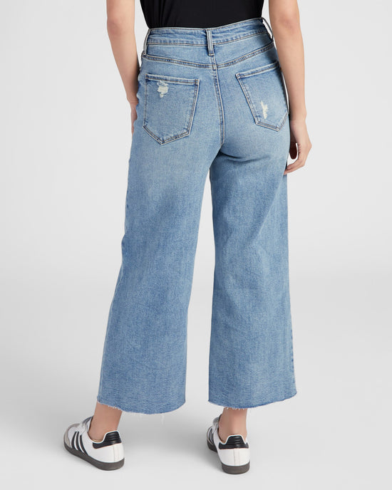 Medium Wash $|& SEAS Joni Wide Leg Distressed Jeans - SOF Back