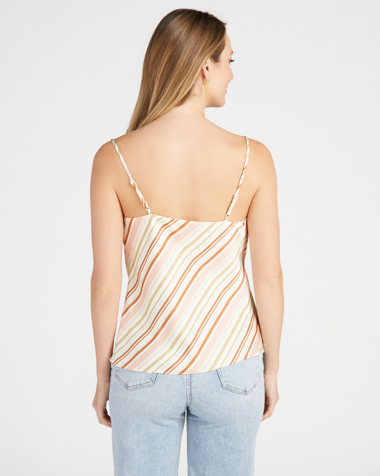 Neutral Stripe $|& Skies Are Blue Cowlneck Cami Top - SOF Back