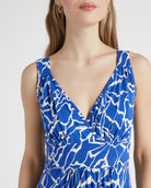 Electric Blue $|& Loveappella Printed V Strap Maxi Dress - SOF Detail