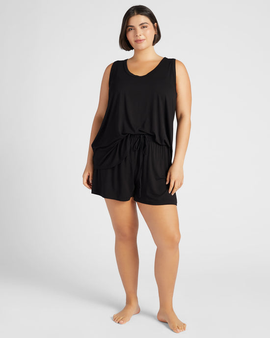 Black $|& 78&Sunny Short & Tank Sleep Set - SOF Front