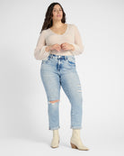 Blue Bliss $|& Lovervet High Rise Cuffed Slim Straight Jeans - SOF Full Front