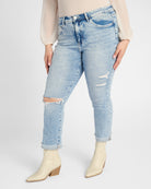 Blue Bliss $|& Lovervet High Rise Cuffed Slim Straight Jeans - SOF Front