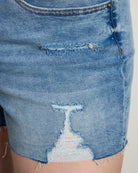 Medium Wash $|& Vigoss Marley Distressed Shorts - SOF Full Front