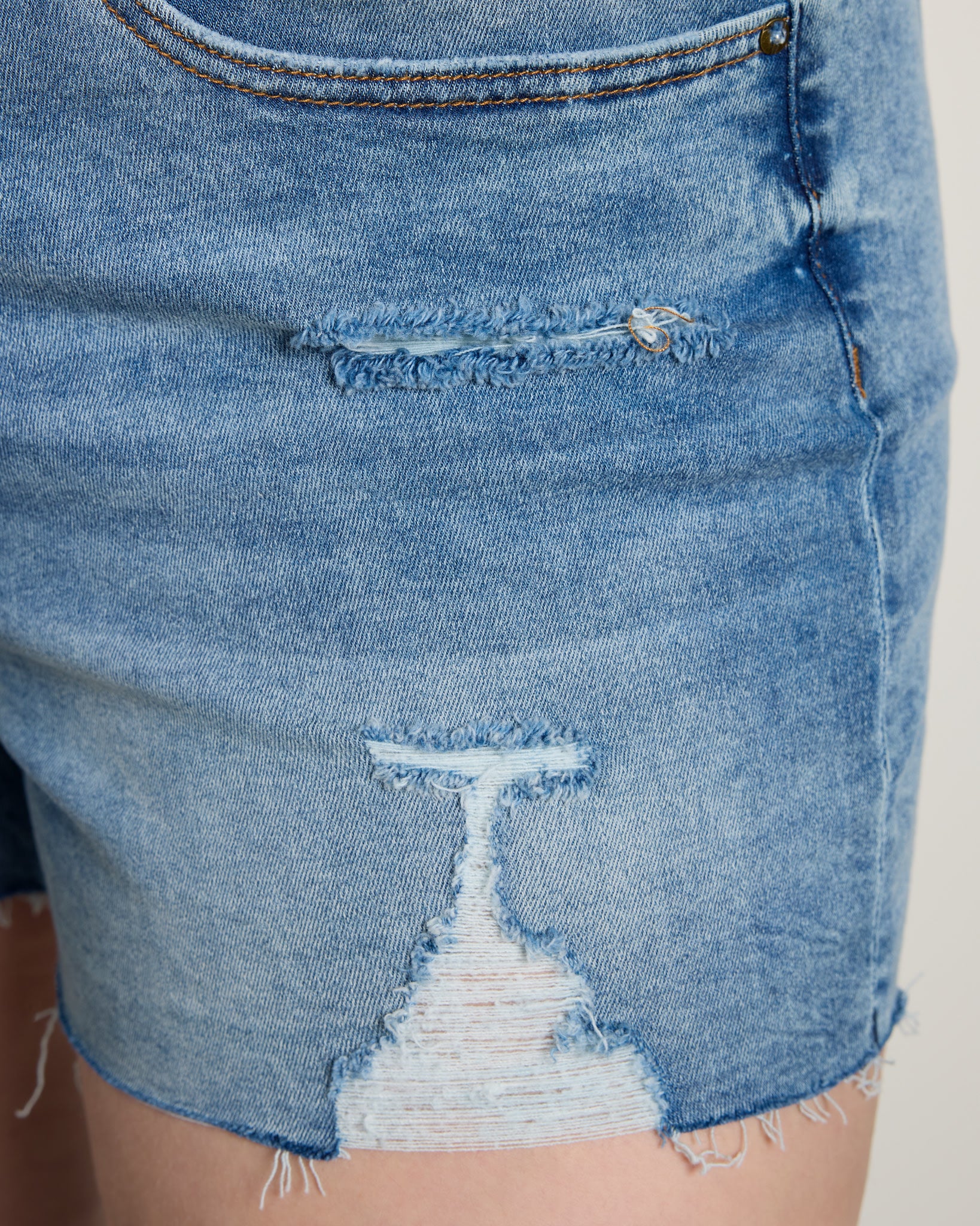 Medium Wash $|& Vigoss Marley Distressed Shorts - SOF Full Front