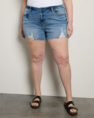 Medium Wash $|& Vigoss Marley Distressed Shorts - SOF Front