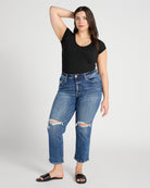 Solidarity $|& Lovervet Vintage High Rise Crop Straight Leg Jeans - SOF Full Front