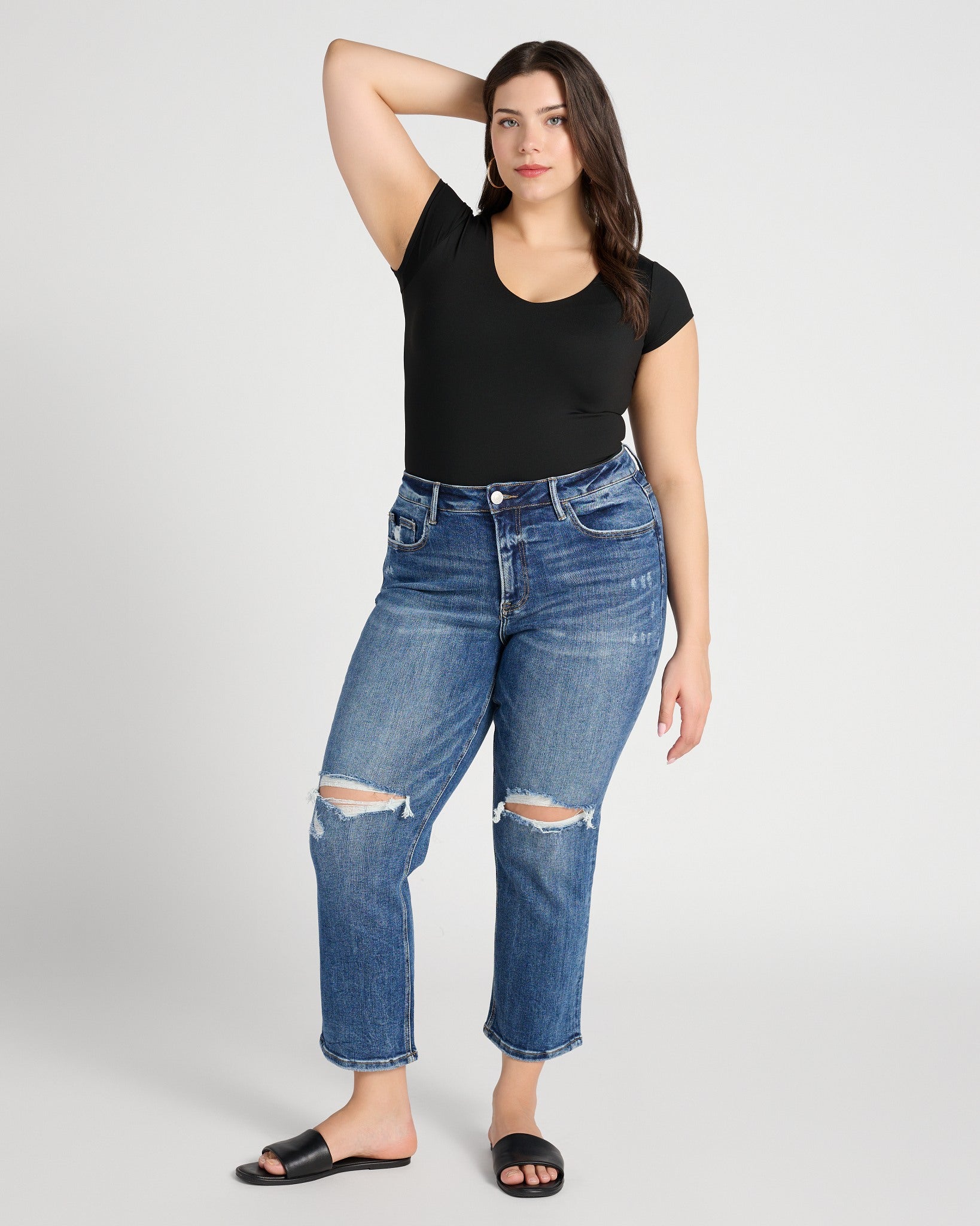 Solidarity $|& Lovervet Vintage High Rise Crop Straight Leg Jeans - SOF Full Front
