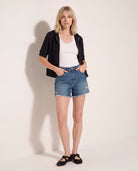 Black $|& SEAS Short Sleeve Fleece Zip Up - SOF Back