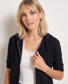 Black $|& SEAS Short Sleeve Fleece Zip Up - SOF Back