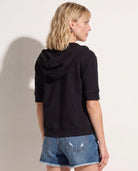 Black $|& SEAS Short Sleeve Fleece Zip Up - SOF Side