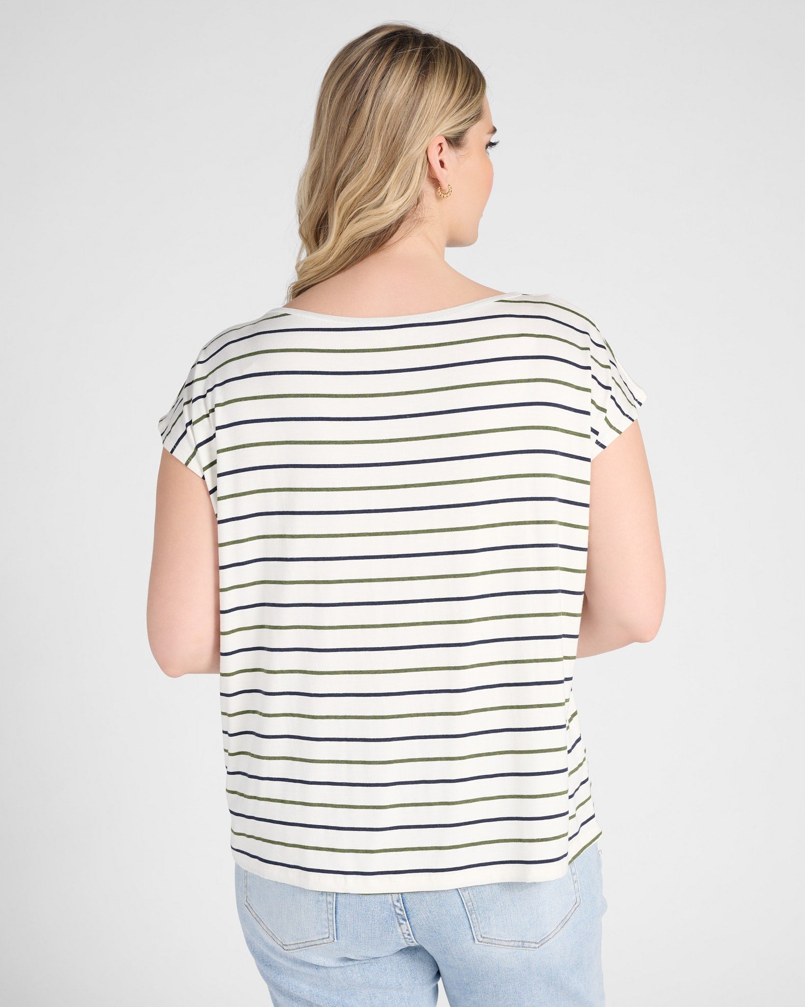 Natural/Nymph/Indin $|& SEAS Brentwood Boat Neck Stripe Top - SOF Back