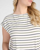 Natural/Nymph/Indin $|& SEAS Brentwood Boat Neck Stripe Top - SOF Full Front